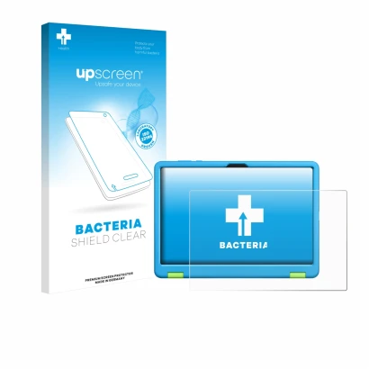 Parte frontale di una confezione del prodotto con il logo del marchio upscreen. Accanto è raffigurato il dispositivo Honor Pad