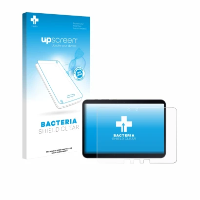 Parte frontale di una confezione del prodotto con il logo del marchio upscreen. Accanto è raffigurato il dispositivo Samsung G