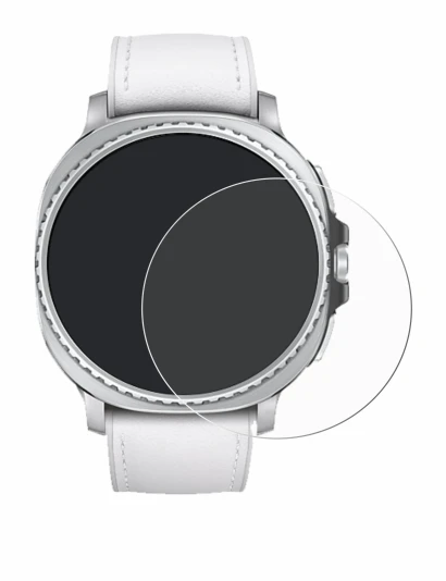 Immagine del dispositivo Samsung Galaxy Watch 8 Classic (46 mm) con un'ampia varietà di protezioni per lo schermo.