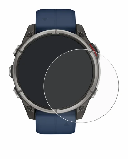 Immagine del dispositivo Garmin quatix 8 (47 mm) con un'ampia varietà di protezioni per lo schermo.