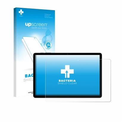 Parte frontale di una confezione del prodotto con il logo del marchio upscreen. Accanto è raffigurato il dispositivo Doogee Ta