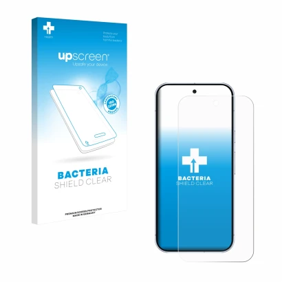 Parte frontale di una confezione del prodotto con il logo del marchio upscreen. Accanto è raffigurato il dispositivo Google Pi