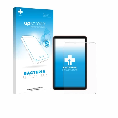 Parte frontale di una confezione del prodotto con il logo del marchio upscreen. Accanto è raffigurato il dispositivo Blackview