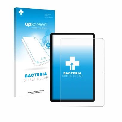 Parte frontale di una confezione del prodotto con il logo del marchio upscreen. Accanto è raffigurato il dispositivo Samsung G