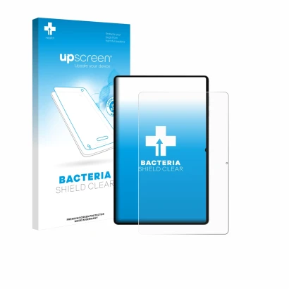 Parte frontale di una confezione del prodotto con il logo del marchio upscreen. Accanto è raffigurato il dispositivo Samsung G