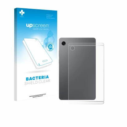 Parte frontale di una confezione del prodotto con il logo del marchio upscreen. Accanto è raffigurato il dispositivo Samsung G