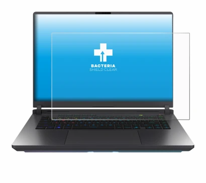 Immagine del dispositivo ASUS ROG Strix G16 2025 con un'ampia varietà di protezioni per lo schermo.