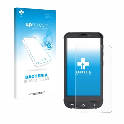 Parte frontale di una confezione del prodotto con il logo del marchio upscreen. Accanto è raffigurato il dispositivo Olympia N