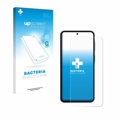 Parte frontale di una confezione del prodotto con il logo del marchio upscreen. Accanto è raffigurato il dispositivo Samsung G