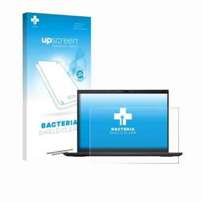 Parte frontale di una confezione del prodotto con il logo del marchio upscreen. Accanto è raffigurato il dispositivo ASUS Expe