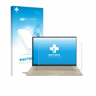 Parte frontale di una confezione del prodotto con il logo del marchio upscreen. Accanto è raffigurato il dispositivo ASUS ZenB