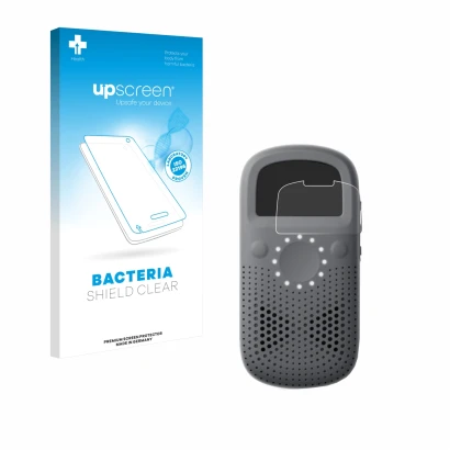 Parte frontale di una confezione del prodotto con il logo del marchio upscreen. Accanto è raffigurato il dispositivo Relay X c