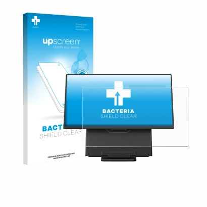 Parte frontale di una confezione del prodotto con il logo del marchio upscreen. Accanto è raffigurato il dispositivo Blackview