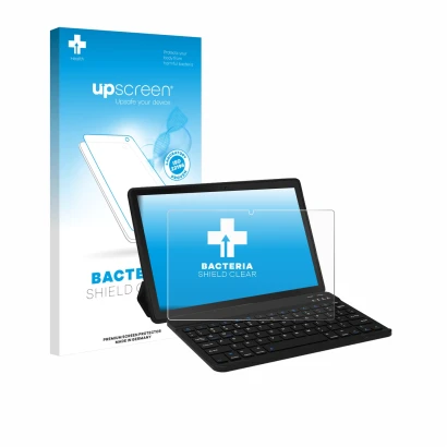 Parte frontale di una confezione del prodotto con il logo del marchio upscreen. Accanto è raffigurato il dispositivo Laptok YX