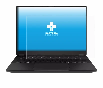 Immagine del dispositivo ASUS TUF Gaming A14 con un'ampia varietà di protezioni per lo schermo.