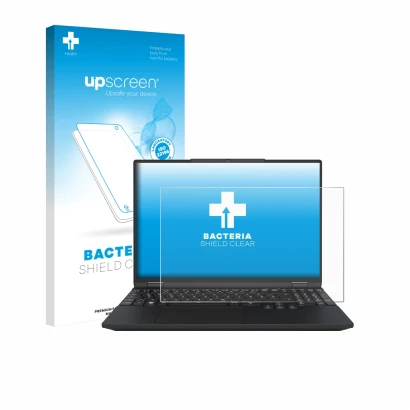 Parte frontale di una confezione del prodotto con il logo del marchio upscreen. Accanto è raffigurato il dispositivo Tuxedo In