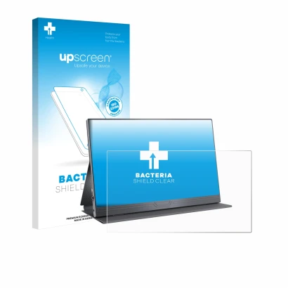 Parte frontale di una confezione del prodotto con il logo del marchio upscreen. Accanto è raffigurato il dispositivo CUIUIC GS