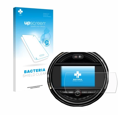 Parte frontale di una confezione del prodotto con il logo del marchio upscreen. Accanto è raffigurato il dispositivo Mini Club