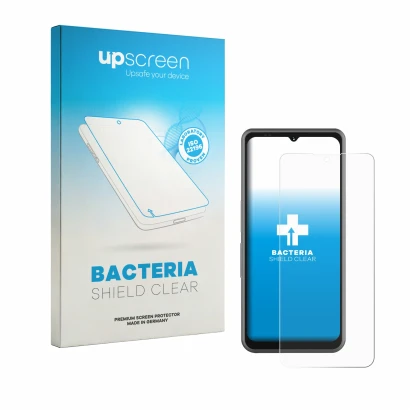Parte frontale di una confezione del prodotto con il logo del marchio upscreen. Accanto è raffigurato il dispositivo Sonim XP