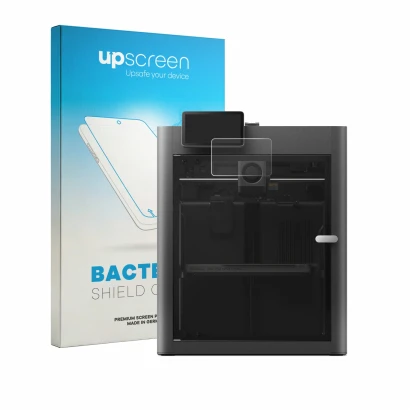 Parte frontale di una confezione del prodotto con il logo del marchio upscreen. Accanto è raffigurato il dispositivo Bambu Lab