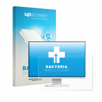 Parte frontale di una confezione del prodotto con il logo del marchio upscreen. Accanto è raffigurato il dispositivo Eizo Flex