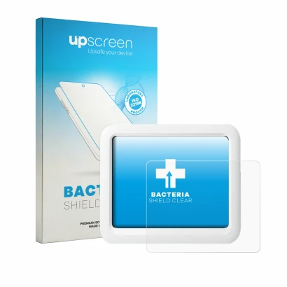 Parte frontale di una confezione del prodotto con il logo del marchio upscreen. Accanto è raffigurato il dispositivo SwitchBot