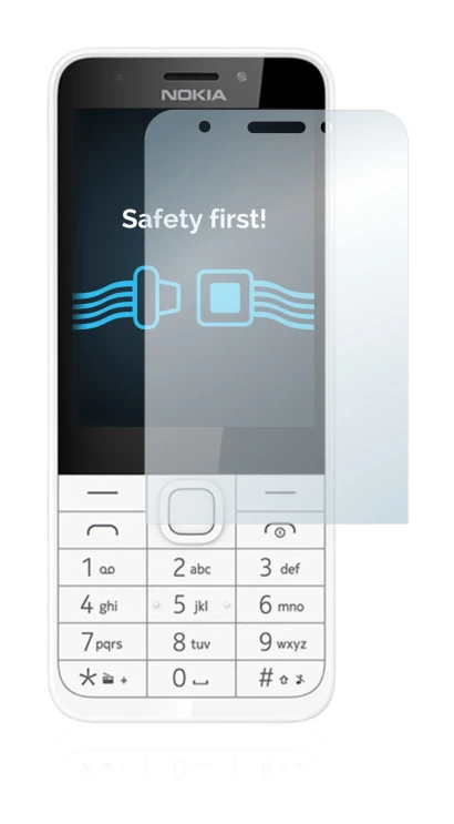 Immagine del dispositivo Nokia 230 con un'ampia varietà di protezioni per lo schermo.