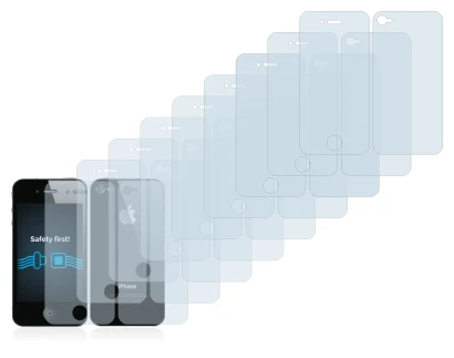 Immagine del dispositivo Apple iPhone 4S (Fronte+Retro) con un'ampia varietà di protezioni per lo schermo.