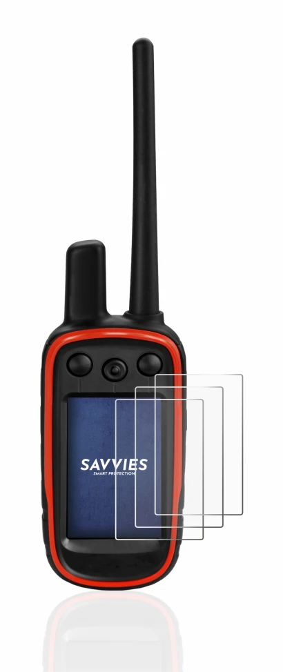Immagine del dispositivo Garmin Alpha 100 con un'ampia varietà di protezioni per lo schermo.