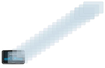 Immagine del dispositivo Garmin dezl 770 LMT-D con un'ampia varietà di protezioni per lo schermo.