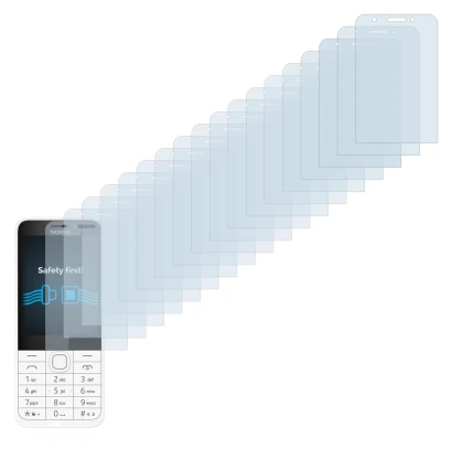 Immagine del dispositivo Nokia 230 con un'ampia varietà di protezioni per lo schermo.