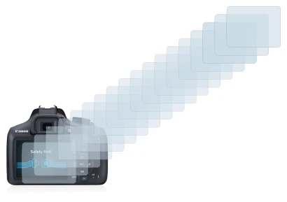 Immagine del dispositivo Canon EOS 1300D con un'ampia varietà di protezioni per lo schermo.