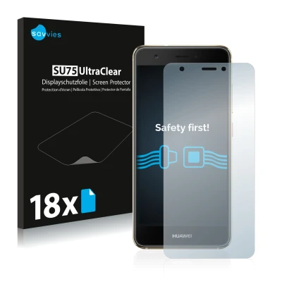 Parte frontale di una confezione del prodotto con il logo del marchio Savvies. Accanto è raffigurato il dispositivo Huawei Nov
