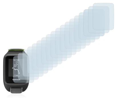 Immagine del dispositivo TomTom Runner 3 con un'ampia varietà di protezioni per lo schermo.