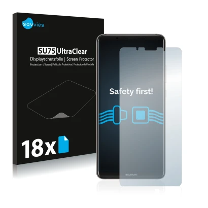 Parte frontale di una confezione del prodotto con il logo del marchio Savvies. Accanto è raffigurato il dispositivo Huawei Mat