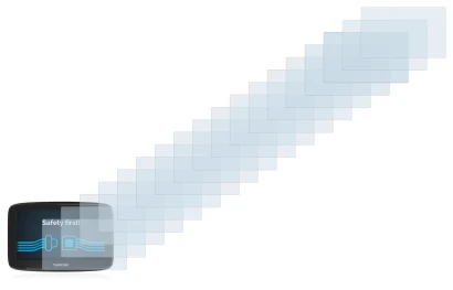 Immagine del dispositivo TomTom GO Basic (6") con un'ampia varietà di protezioni per lo schermo.