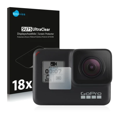 Parte frontale di una confezione del prodotto con il logo del marchio Savvies. Accanto è raffigurato il dispositivo GoPro Hero