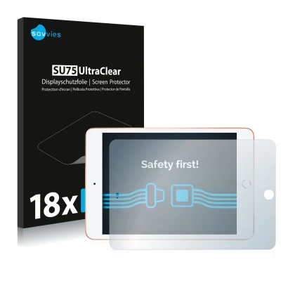 Parte frontale di una confezione del prodotto con il logo del marchio Savvies. Accanto è raffigurato il dispositivo Apple iPad