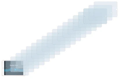 Immagine del dispositivo Apple iPad Mini 5 2019 (in formato orizzontale, 5a Gen.) con un'ampia varietà di protezioni per lo sc