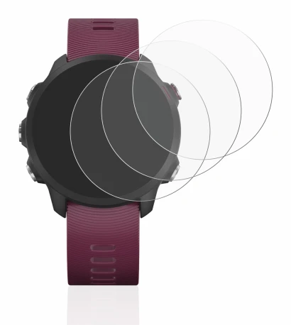 Immagine del dispositivo Garmin Forerunner 245 con un'ampia varietà di protezioni per lo schermo.