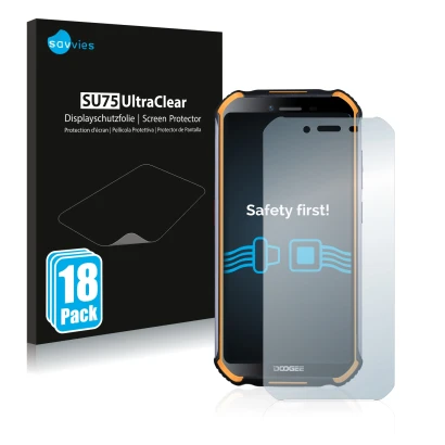 Parte frontale di una confezione del prodotto con il logo del marchio Savvies. Accanto è raffigurato il dispositivo Doogee S40