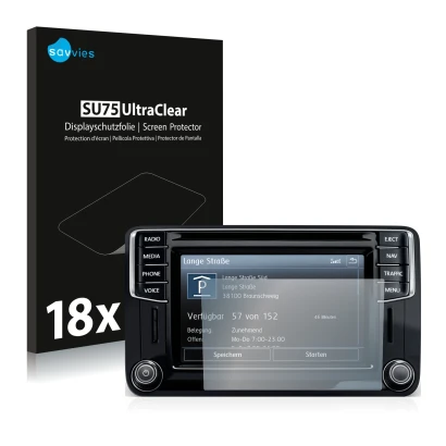 Parte frontale di una confezione del prodotto con il logo del marchio Savvies. Accanto è raffigurato il dispositivo Volkswagen