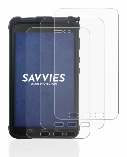 Immagine del dispositivo Samsung Galaxy Tab Active 3 con un'ampia varietà di protezioni per lo schermo.