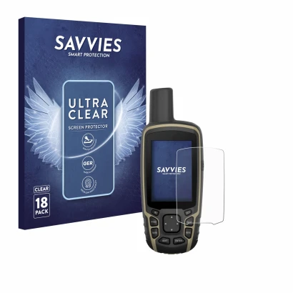 Parte frontale di una confezione del prodotto con il logo del marchio Savvies. Accanto è raffigurato il dispositivo Garmin GPS