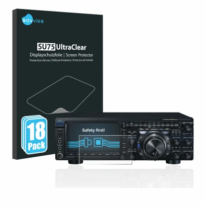 Parte frontale di una confezione del prodotto con il logo del marchio Savvies. Accanto è raffigurato il dispositivo Yaesu FT-D