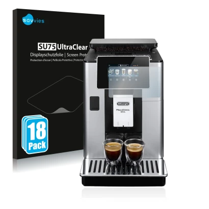 Parte frontale di una confezione del prodotto con il logo del marchio Savvies. Accanto è raffigurato il dispositivo DeLonghi P