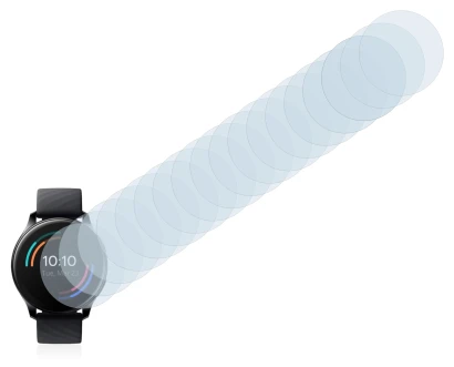 Immagine del dispositivo OnePlus Watch con un'ampia varietà di protezioni per lo schermo.
