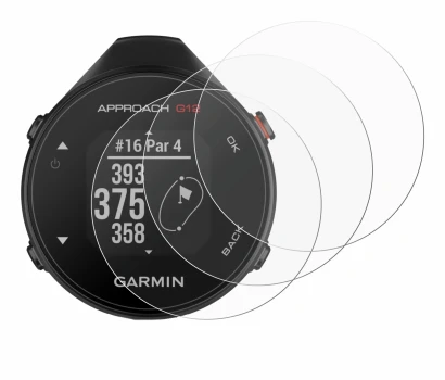 Immagine del dispositivo Garmin Approach G12 con un'ampia varietà di protezioni per lo schermo.