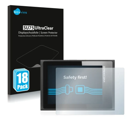 Parte frontale di una confezione del prodotto con il logo del marchio Savvies. Accanto è raffigurato il dispositivo Apexcam ‎M