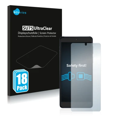 Parte frontale di una confezione del prodotto con il logo del marchio Savvies. Accanto è raffigurato il dispositivo Motorola E